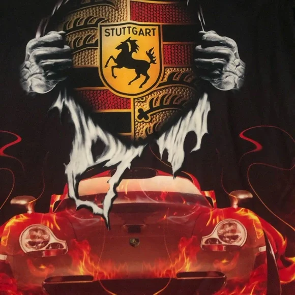 Porsche red and black collared polo shirt - Picture 4 of 5